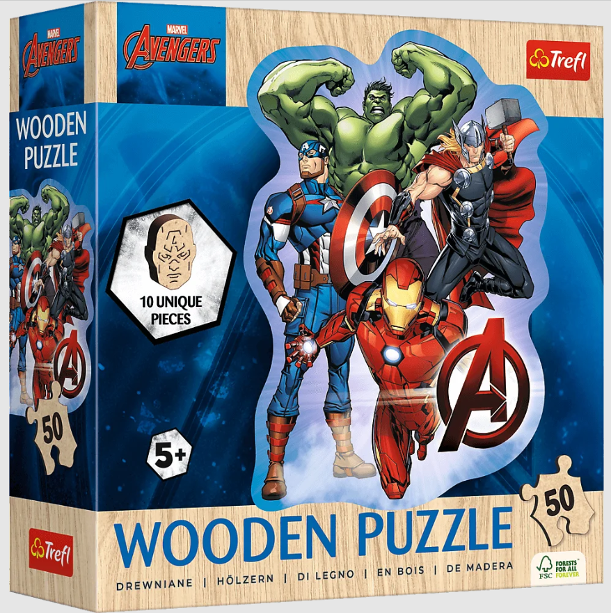 Dřevěné puzzle 50 dílků konturové Avengers – Trefl 20256