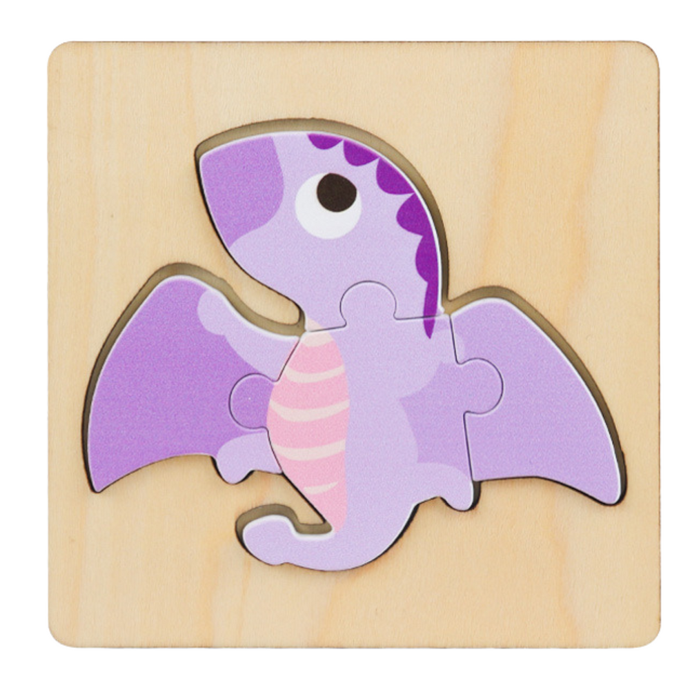 Dřevěné puzzle Dinosauři 11x11 cm barevné