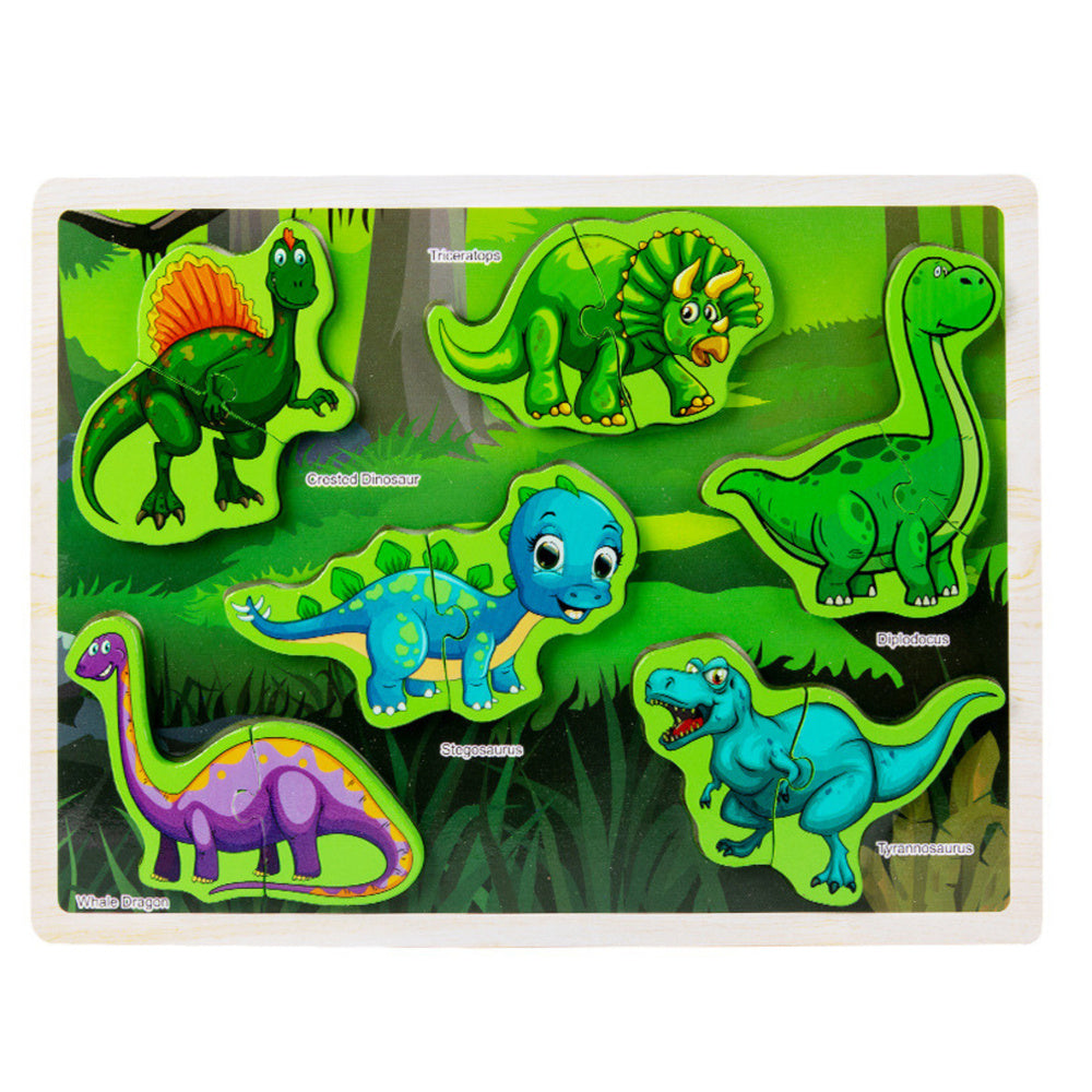Dřevěné puzzle Dinosauři 12 dílků s anglickými názvy