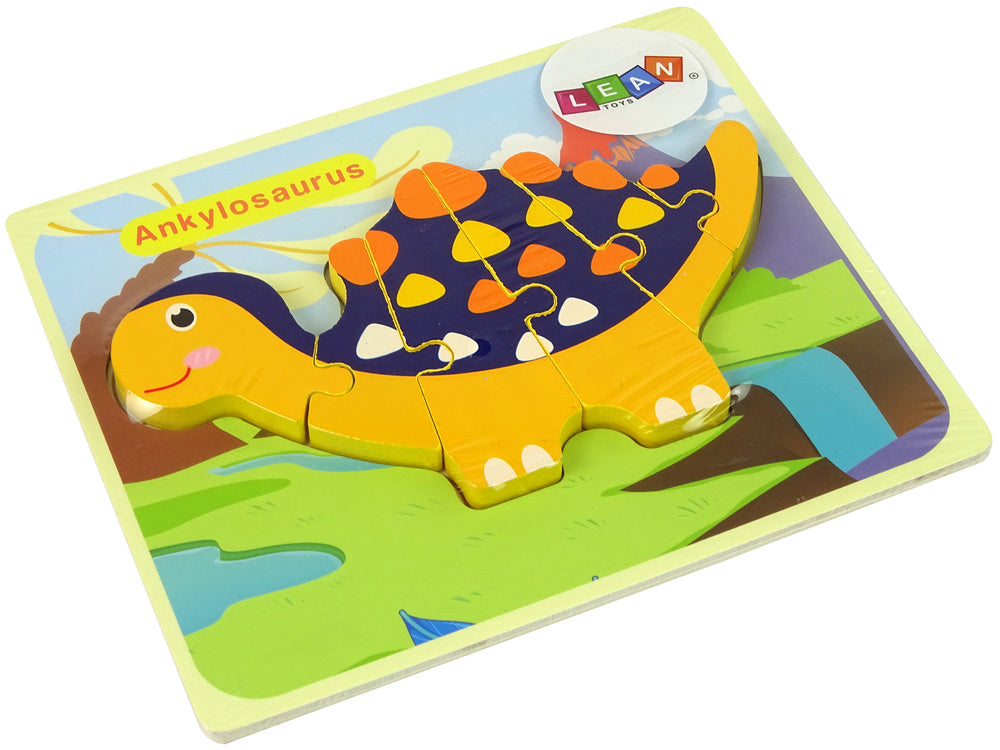 Dřevěné puzzle dinosauři Triceratops Ankylosaurus oranžové