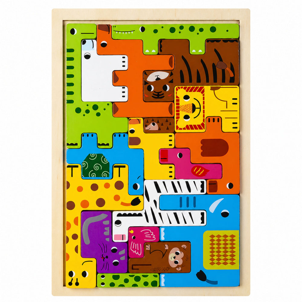 Dřevěné puzzle zvířátka 20 dílků – logická skládačka pro děti