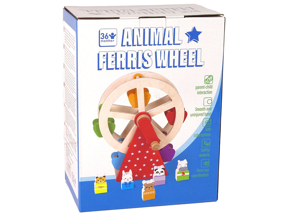Dřevěné ruské kolo se zvířátky a čísly – vzdělávací hračka