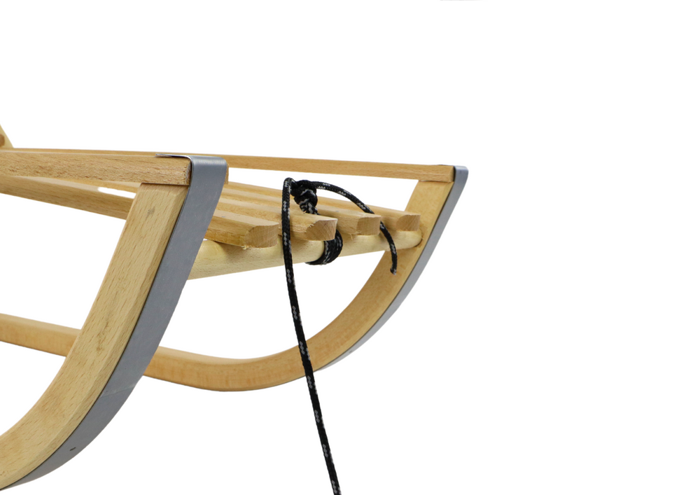 Dřevěné sáňky s opěradlem a provazem – pro děti velké