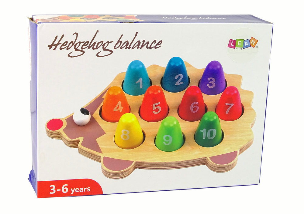 Dřevěný ježek edukační s 10 barevnými kolíky pro počítání