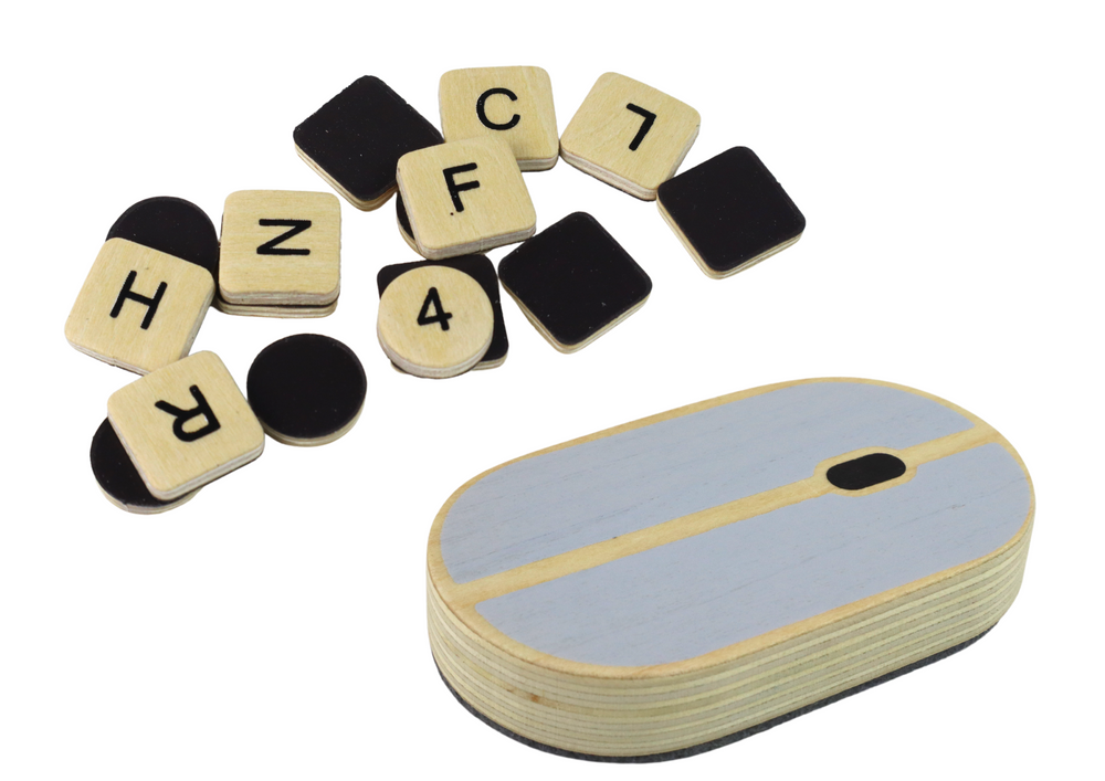 Dřevěný laptop s kreslicí tabulkou – s kostkami | dětská hračka