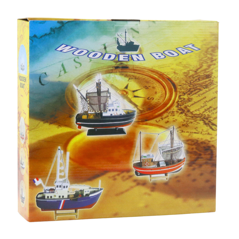 Dřevěný rybářský kuter – dekorační model 30cm | červený