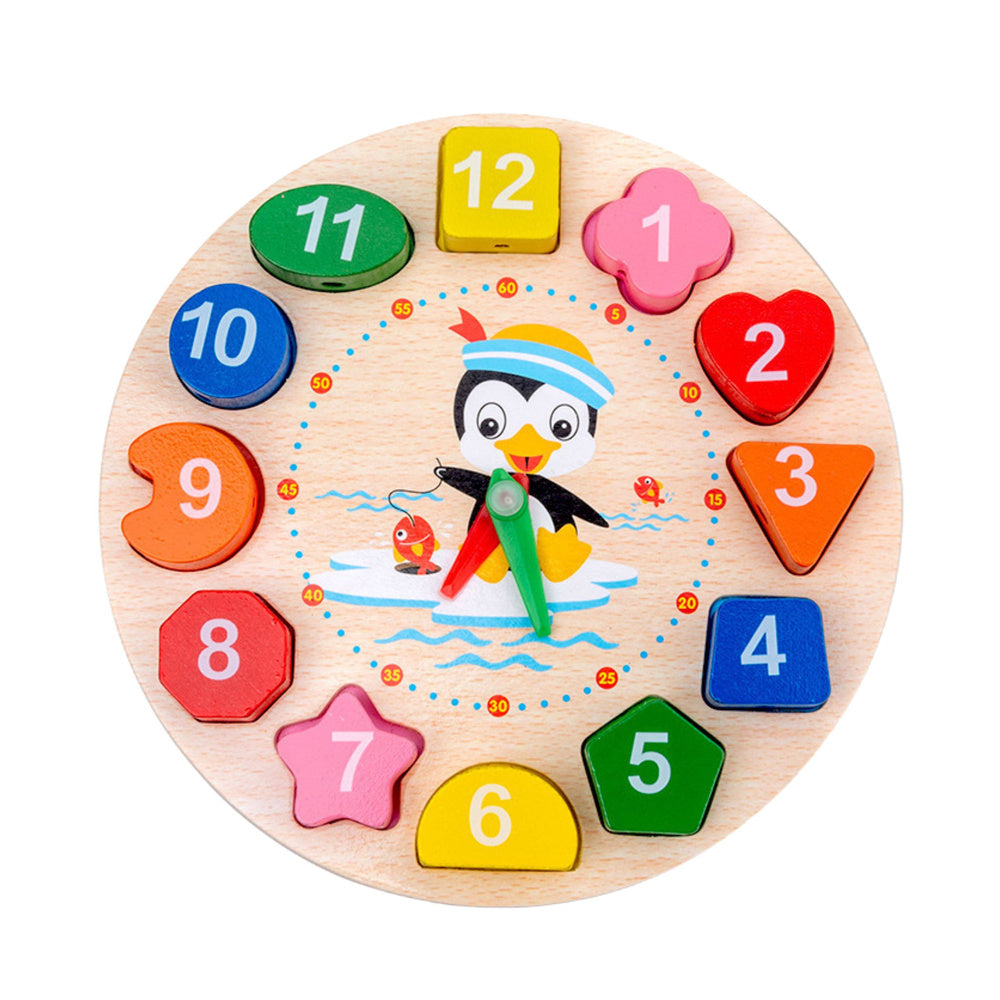 Dřevěný výukový zegar Montessori – s kostkami na navlékání