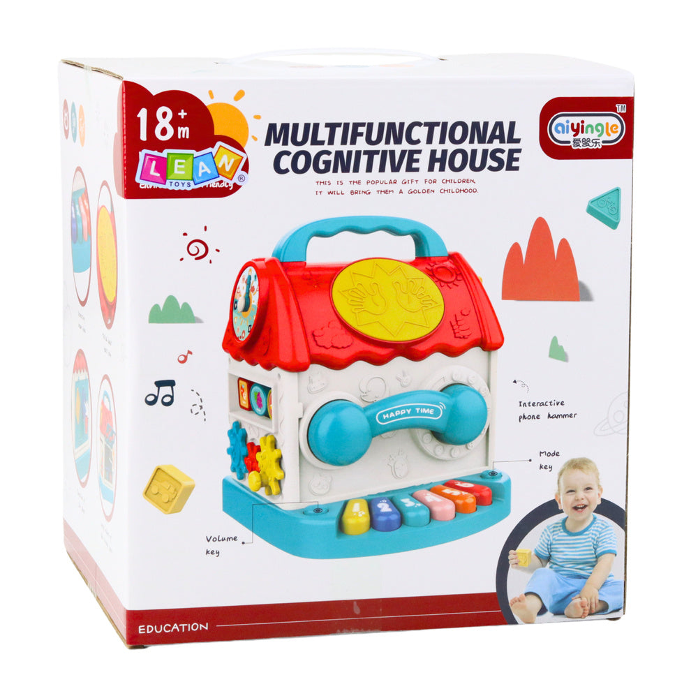 Edukační domek kostka – třídič tvarů s magnetickými červíky