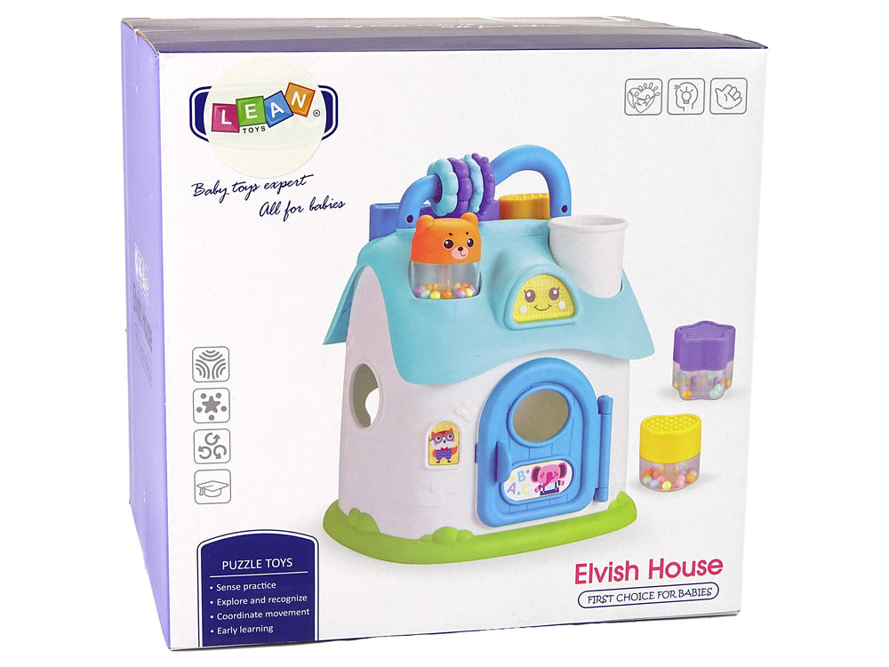 Edukační domek třídič s kostkami – se zvuky | modrý