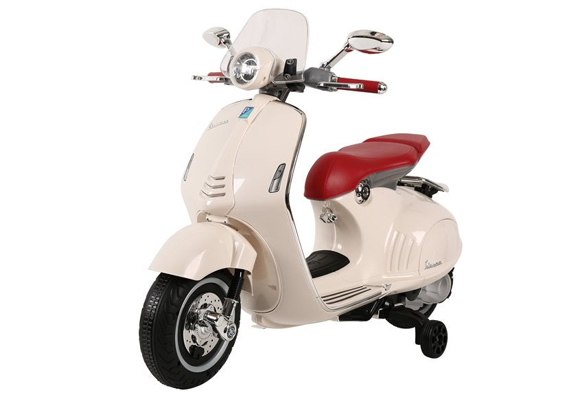 Elektrický skútr pro děti s akumulátorem Vespa GTS 300 bílý
