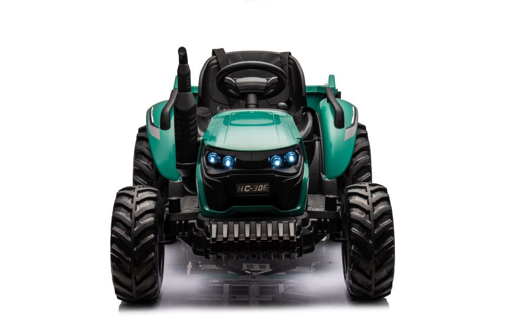 Elektrický traktor pro děti HC-306 tmavě zelený 24V s dálkovým ovládáním
