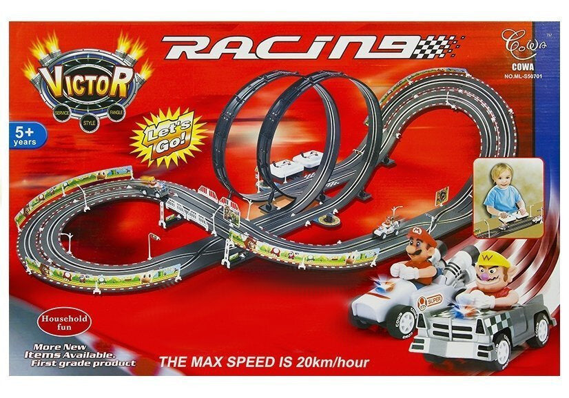 Elektrický závodní okruh 452cm se 2 autíčky Mario RC 20km/h