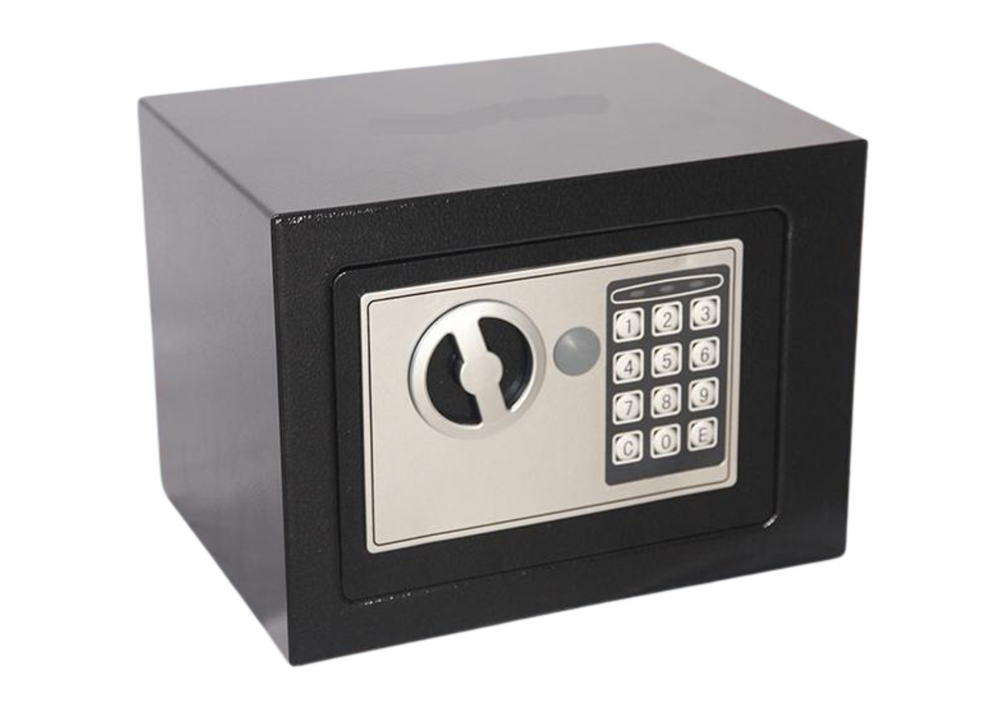 Elektronický trezor na kód ocelový s klíčem černý