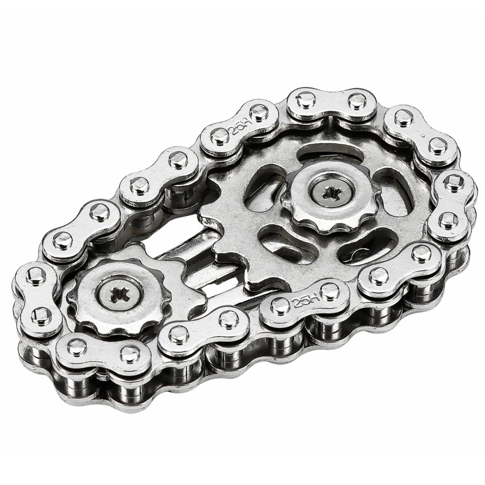 Fidget Spinner řetězová ozubená kola antistresový – nerezová ocel stříbrný