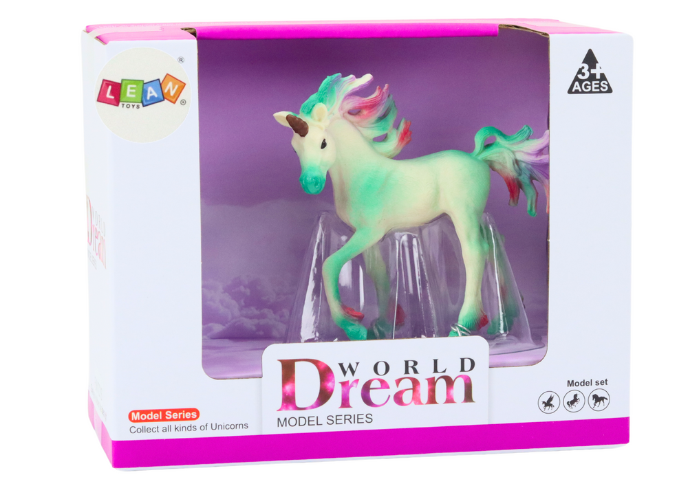 Figurka jednorožce sběratelská 8 cm zelená s barevnou hřívou