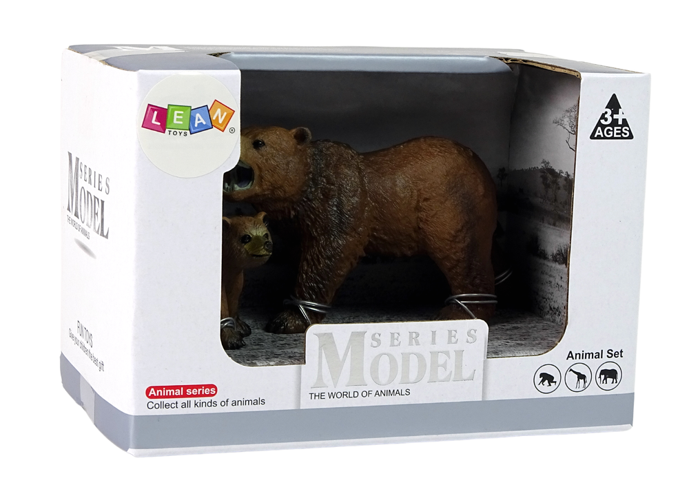 Figurky medvědů grizzly s mládětem – sada 2ks lesní zvířata