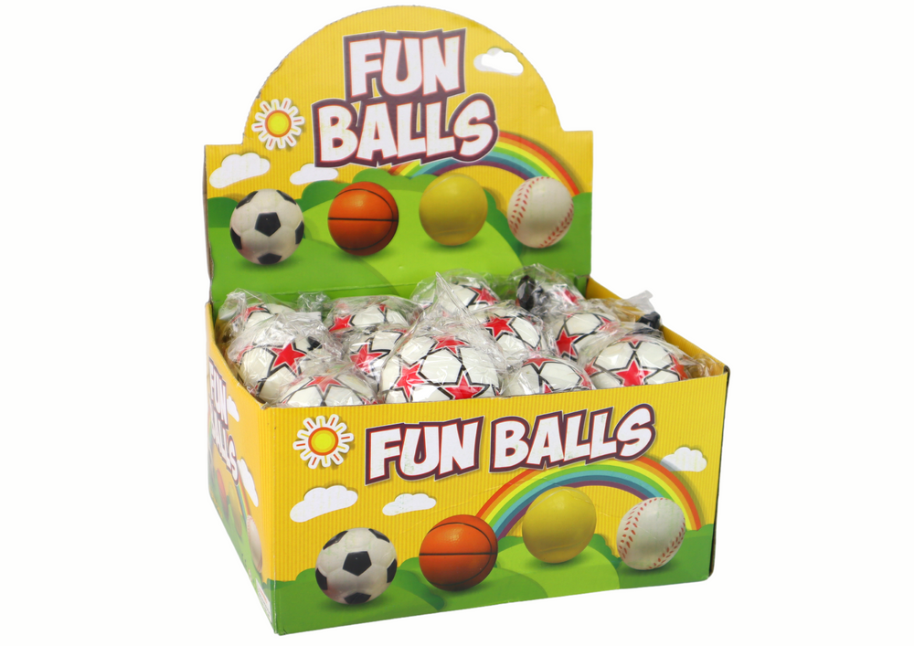 Fotbalový míček na gumičce jojo 6 cm – bílý s hvězdičkami