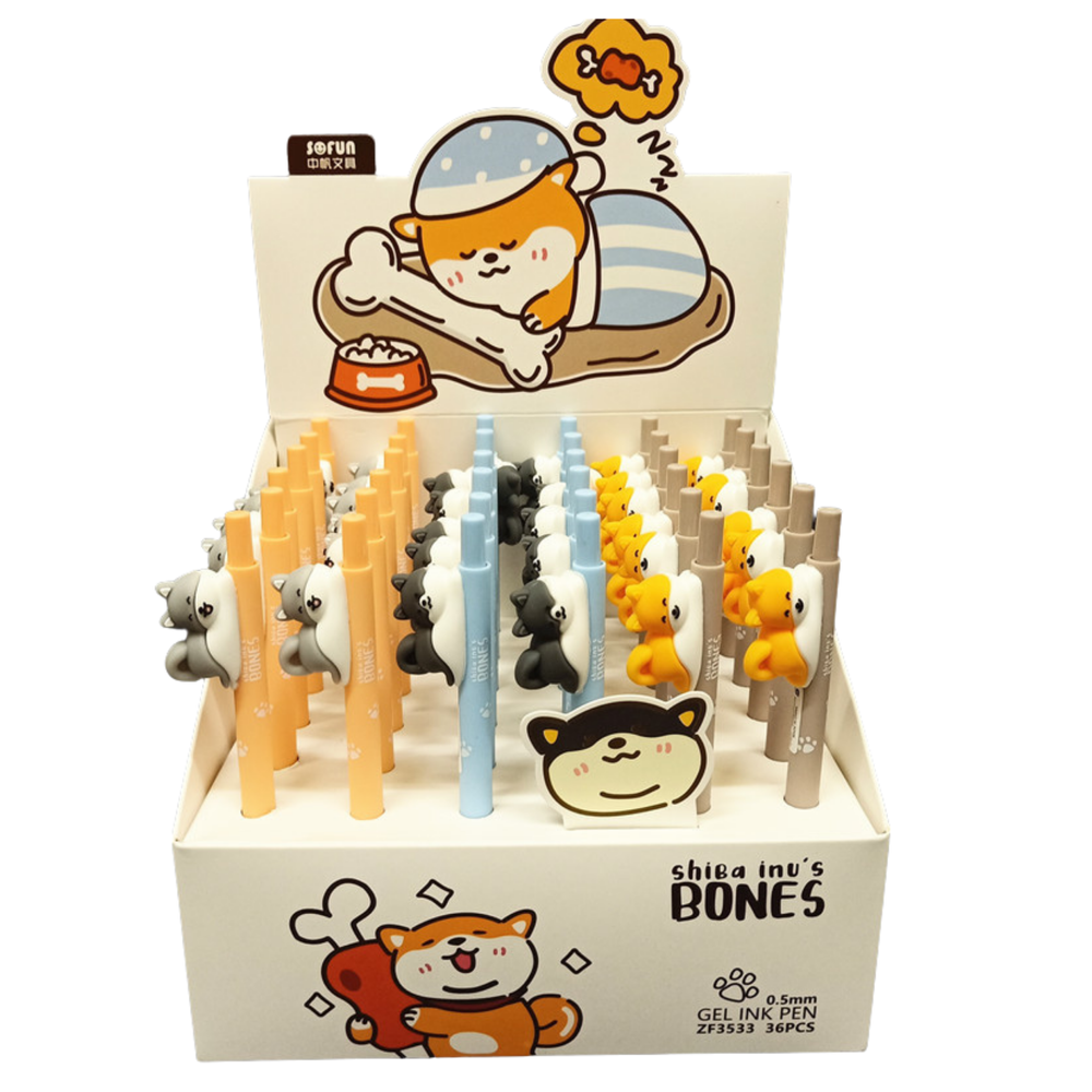 Gelové kuličkové pero s figurkou psa Shiba – modrý inkoust