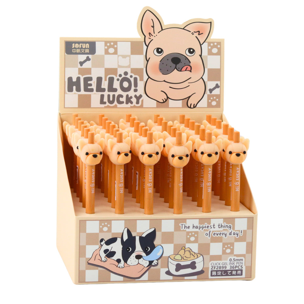 Gelový kuličkový pero s 3D pejskem 0,5mm modrý inkoust béžové