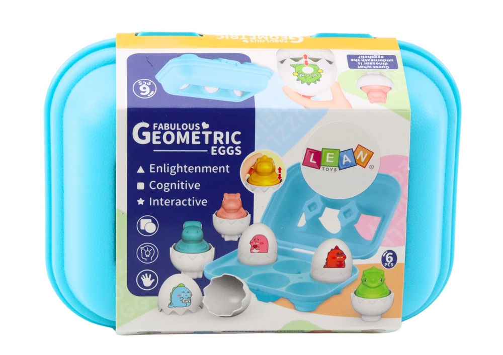 Geometrická vajíčka s dinosaury 6 kusů barevná