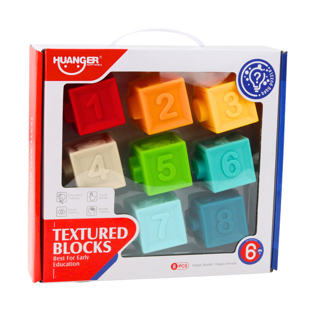 Gumové kostky senzorické vzdělávací – čísla zvířátka 8ks