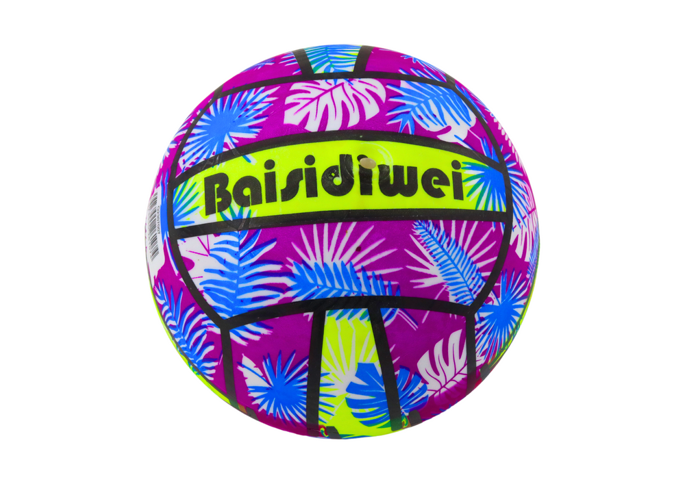 Gumový míč s motivem listů 24 cm fialový