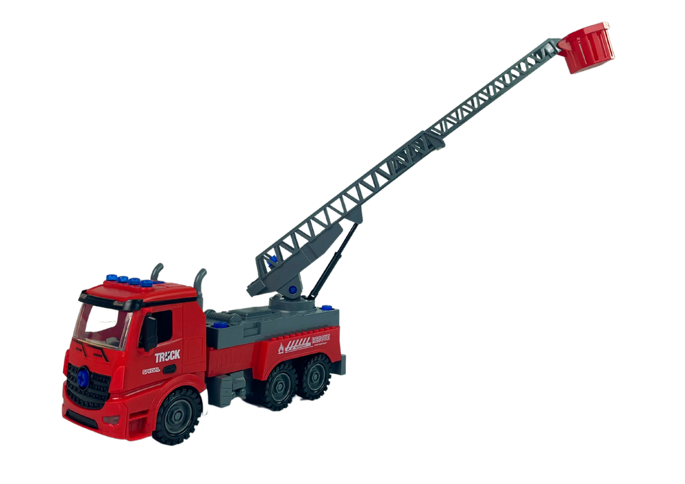 Hasičské auto k rozkládání – se šroubovákem a žebříkem | červené