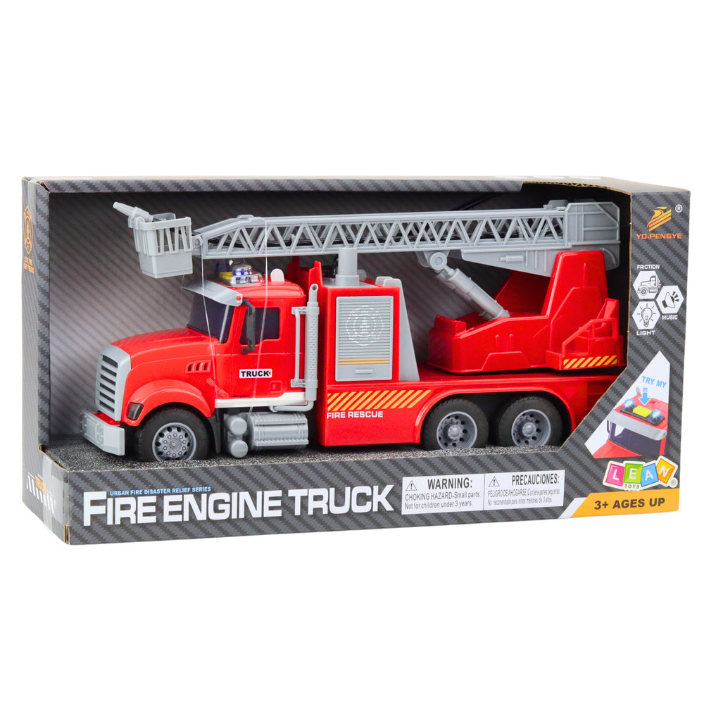 Hasičské auto s drabinou a stříkačkou světla zvuky pohon