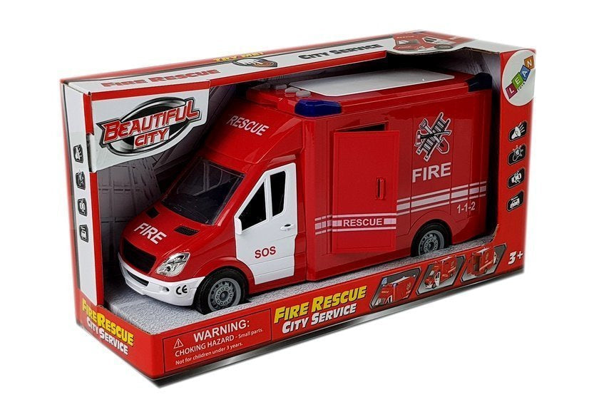 Hasičské auto s třecím pohonem zvuky a světly otvírací dveře