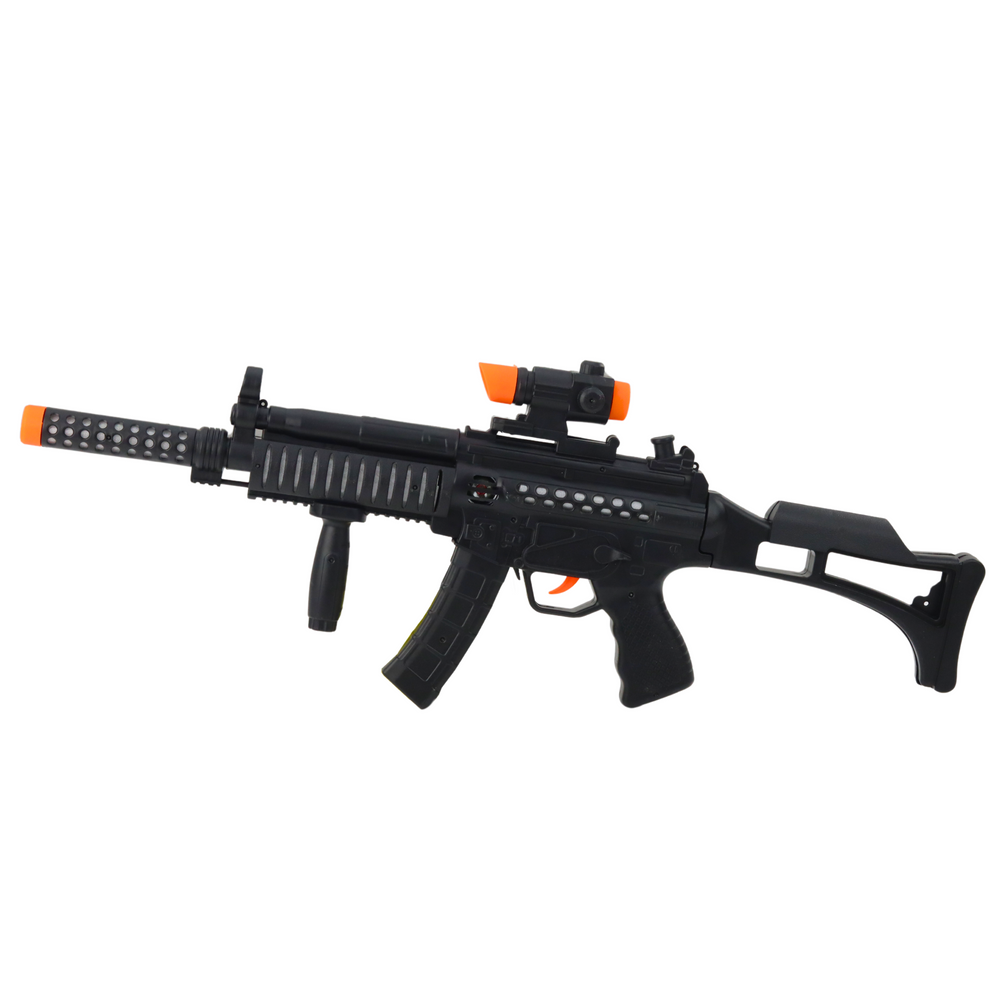 Hračkářský samopal se světly a zvuky – 62cm černý