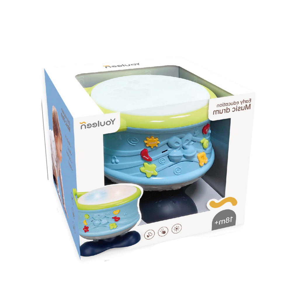 Interaktivní bubínek s melodiemi a LED světly modrý