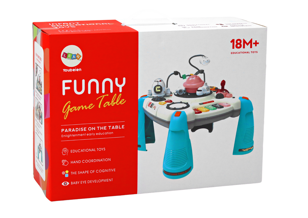 Interaktivní edukační stolek s pianem – červený | dětský