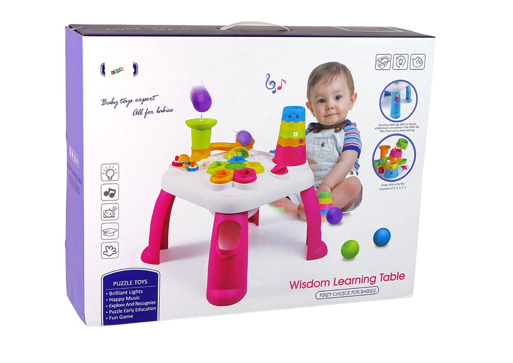 Interaktivní edukační stolek – se sorterem a skluzavkou | modrý