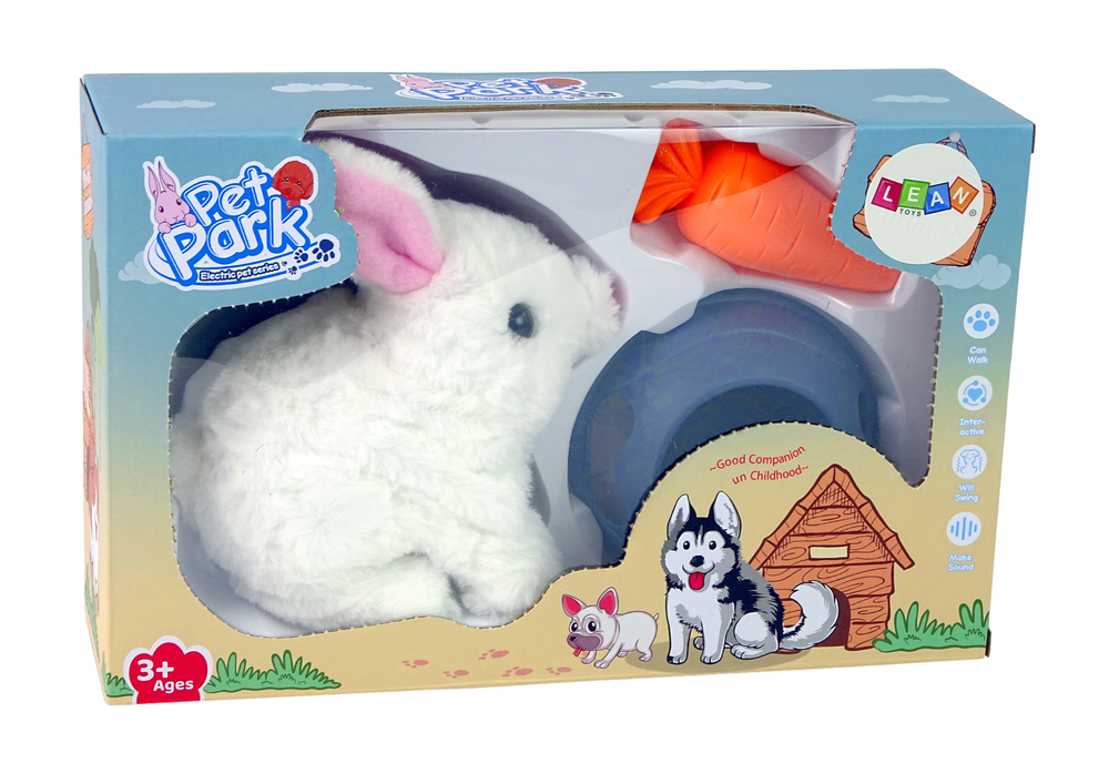 Interaktivní plyšový králíček – s miskou a mrkví | bílý