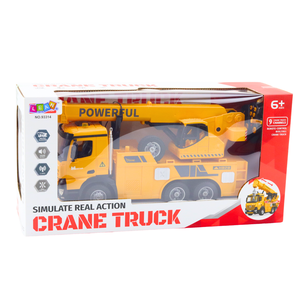 Jeřáb s hákem na dálkové ovládání RC 2.4G 9CH žlutý
