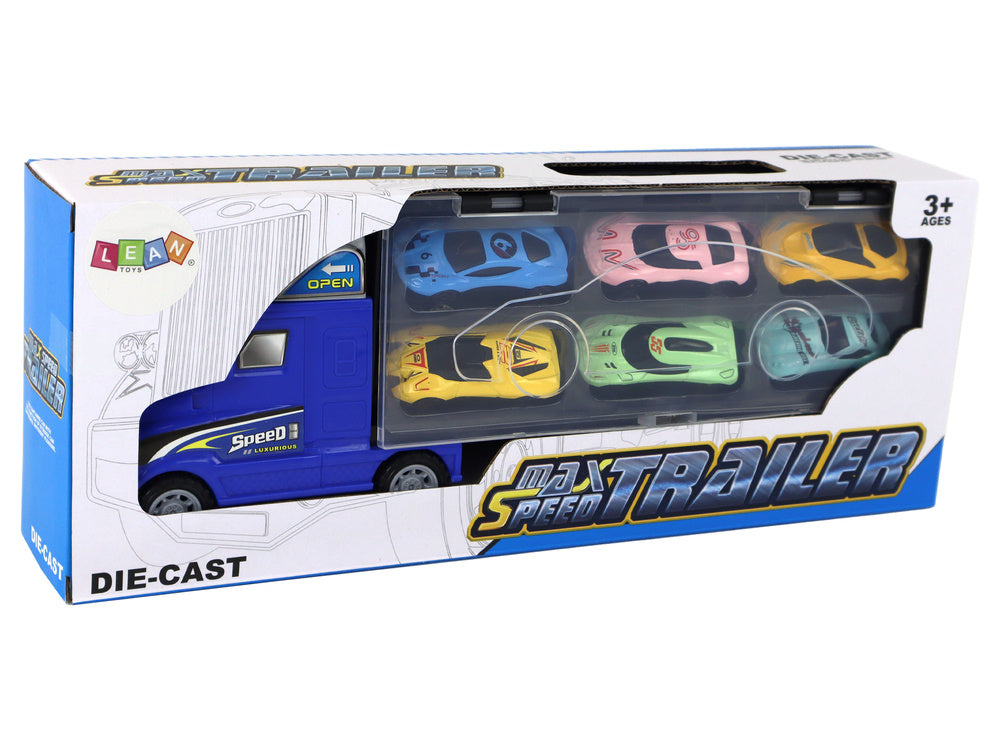 Kamion s návěsem a rampou – pro 6 autíček s kufříkem