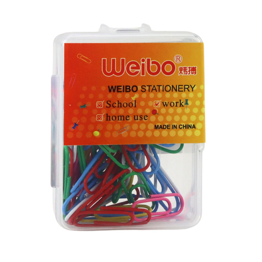 Kancelářské sponky barevné 30mm – plastový box 40ks