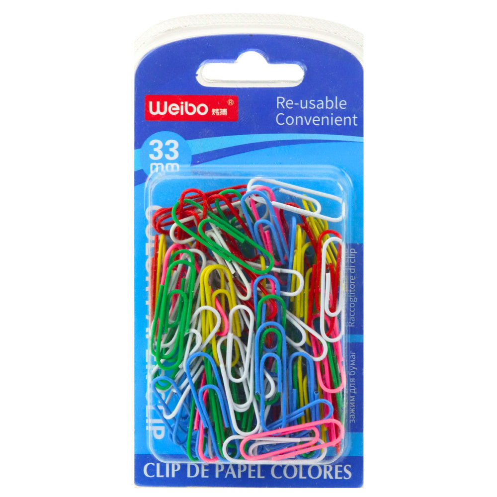 Kancelářské sponky barevné 33mm – 90ks mix barev