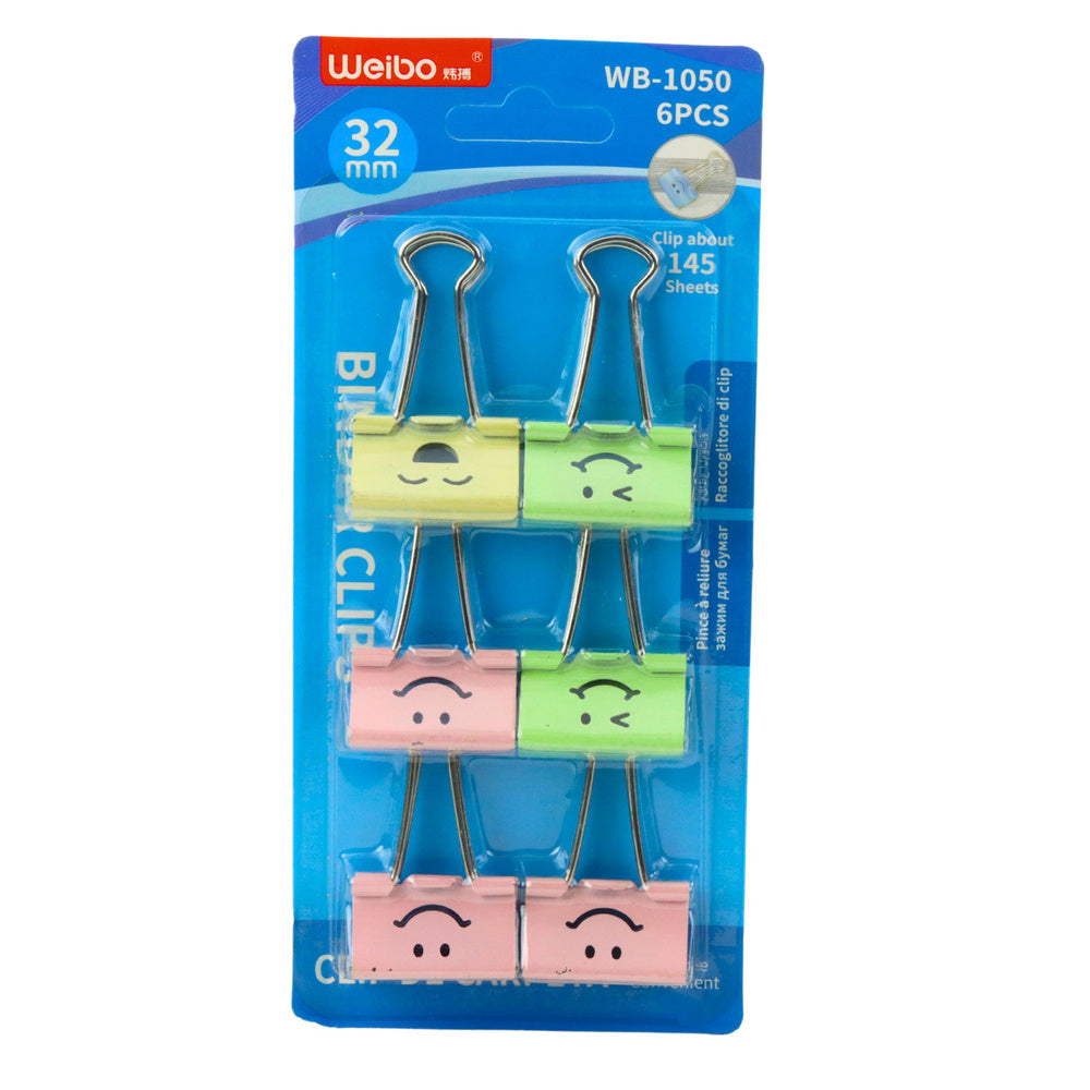 Kancelářské sponky s obličeji 32mm – barevné 6ks