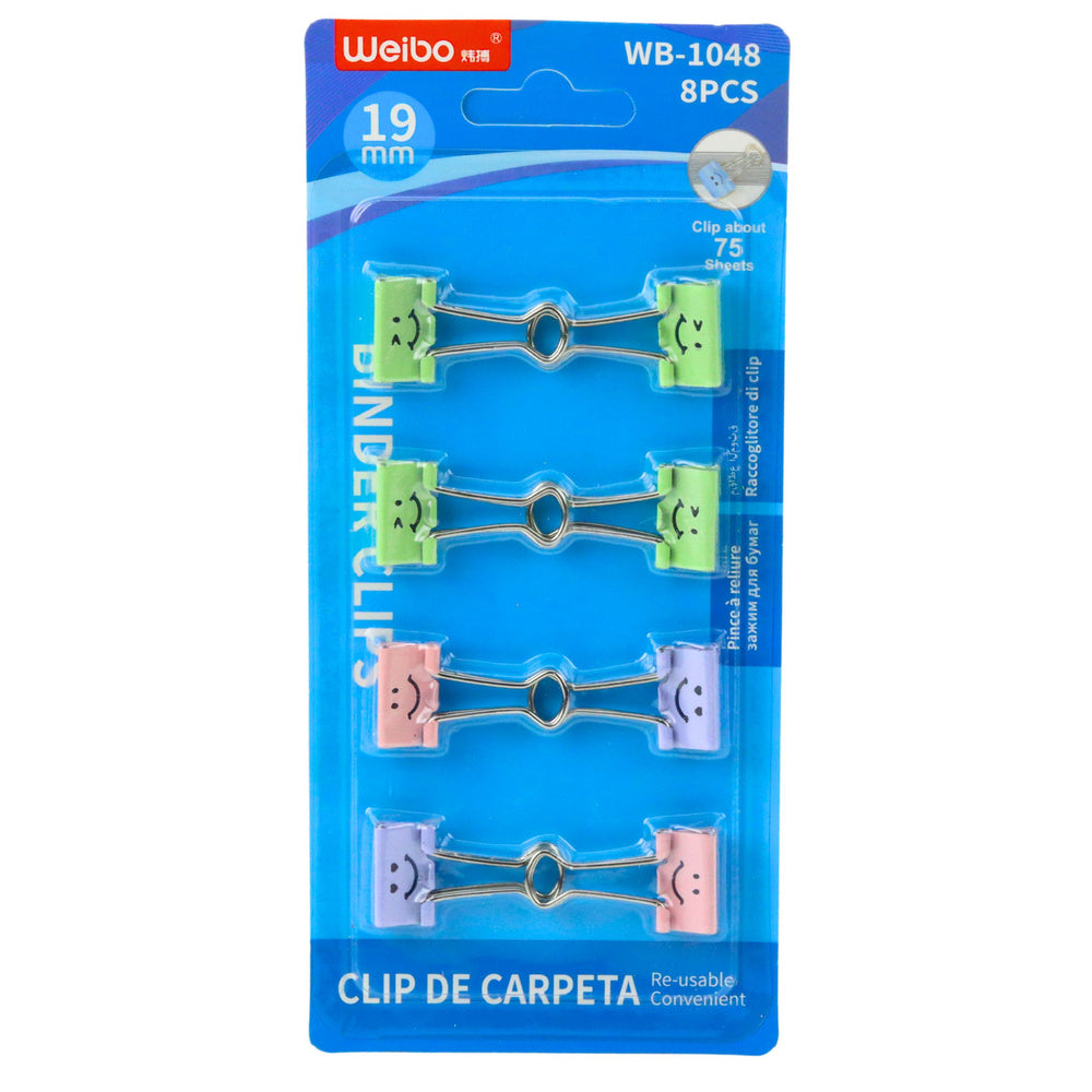 Kancelářské sponky s obličejky 19mm – sada 8ks barevné