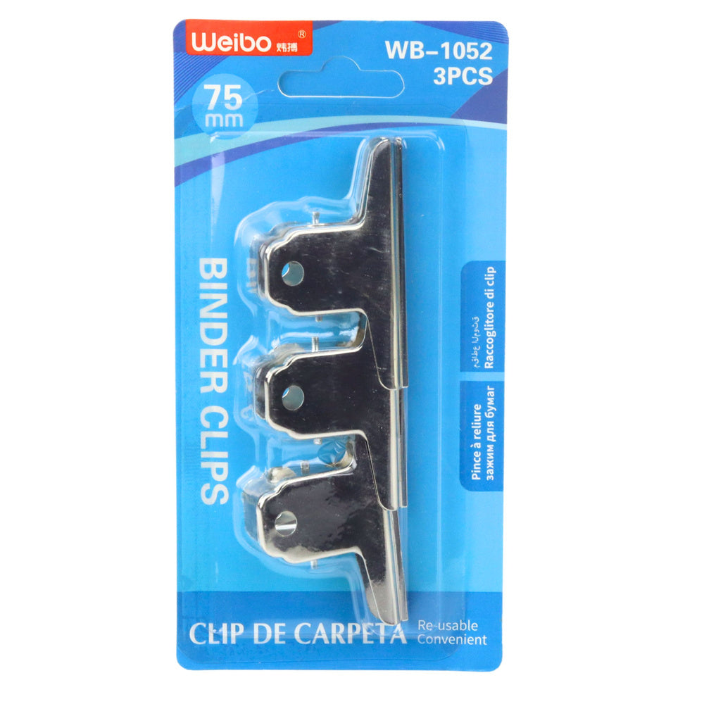 Kancelářské svorky kovové 75mm – sada 3ks | stříbrné