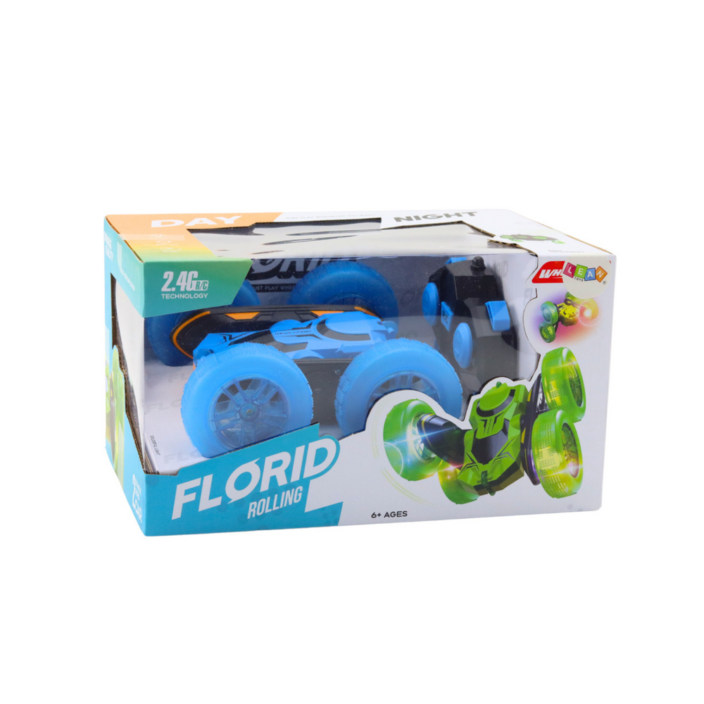 Kaskadérské auto na dálkové ovládání RC 360° s LED světly modré