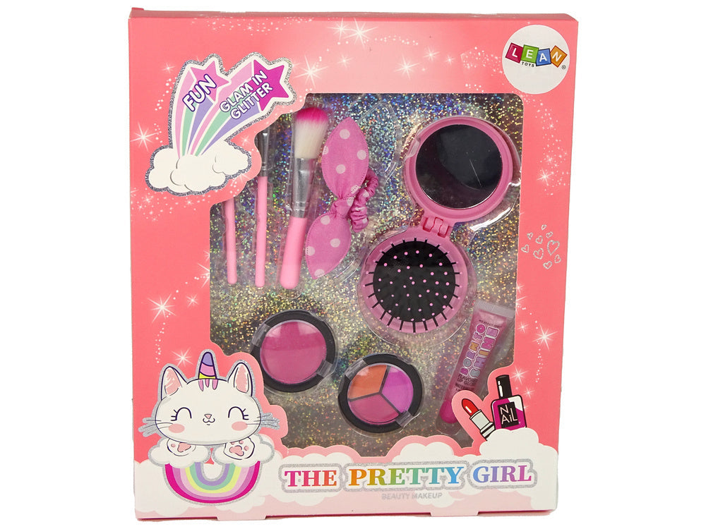 Kosmetická sada pro děti – s kartáčem a zrcátkem | růžová