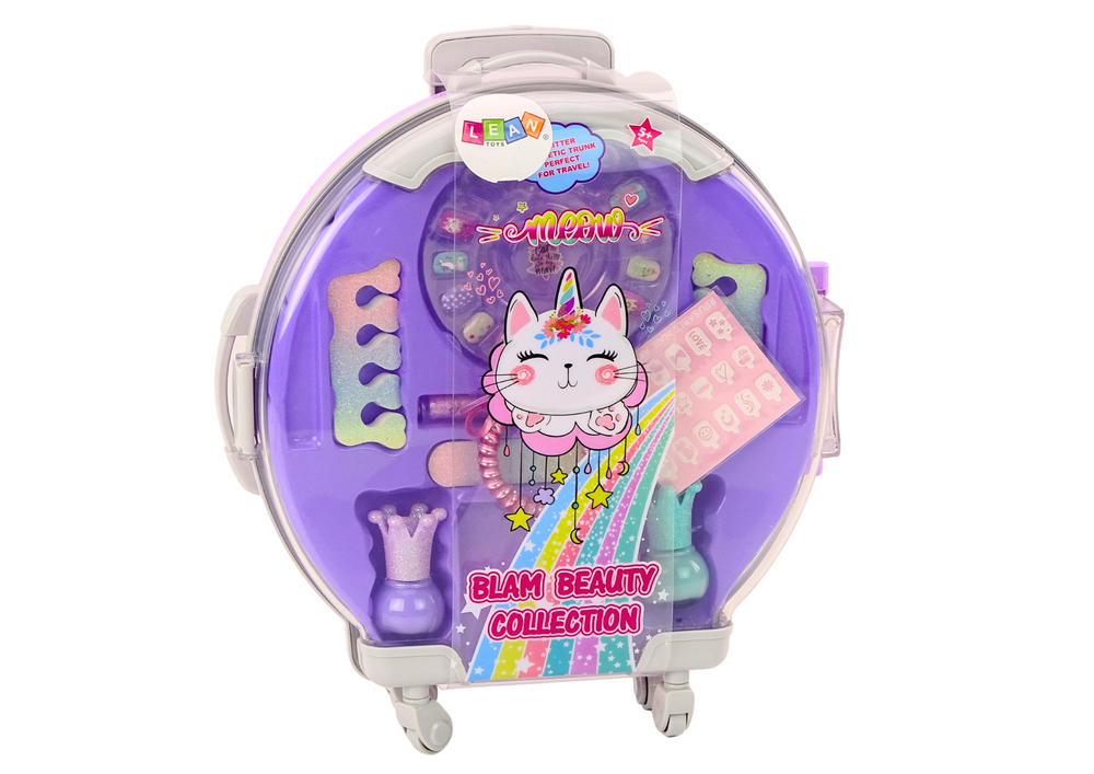 Kosmetická sada v kufříku – nehty a make up 9 dílů | fialová