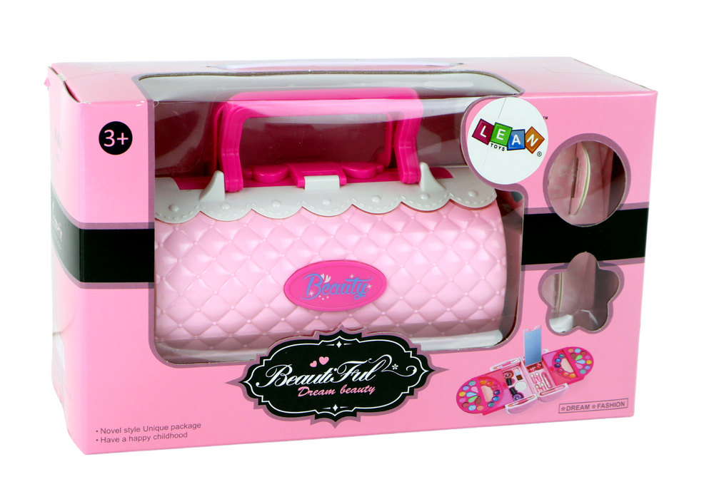 Kosmetická sada v kufříku s očními stíny a příslušenstvím růžová