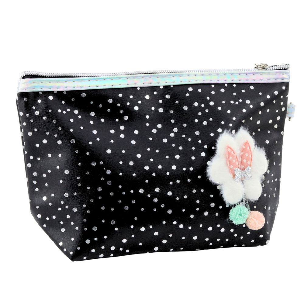 Kosmetická taška s mašličkou a třpytkami – černá 23x16cm