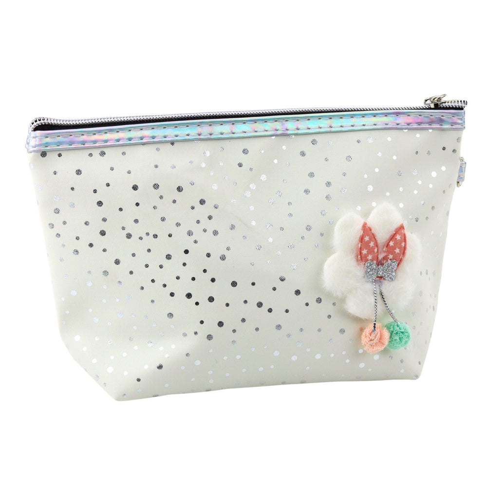 Kosmetická taška s mašličkou – bílá s třpytkami 23x16cm