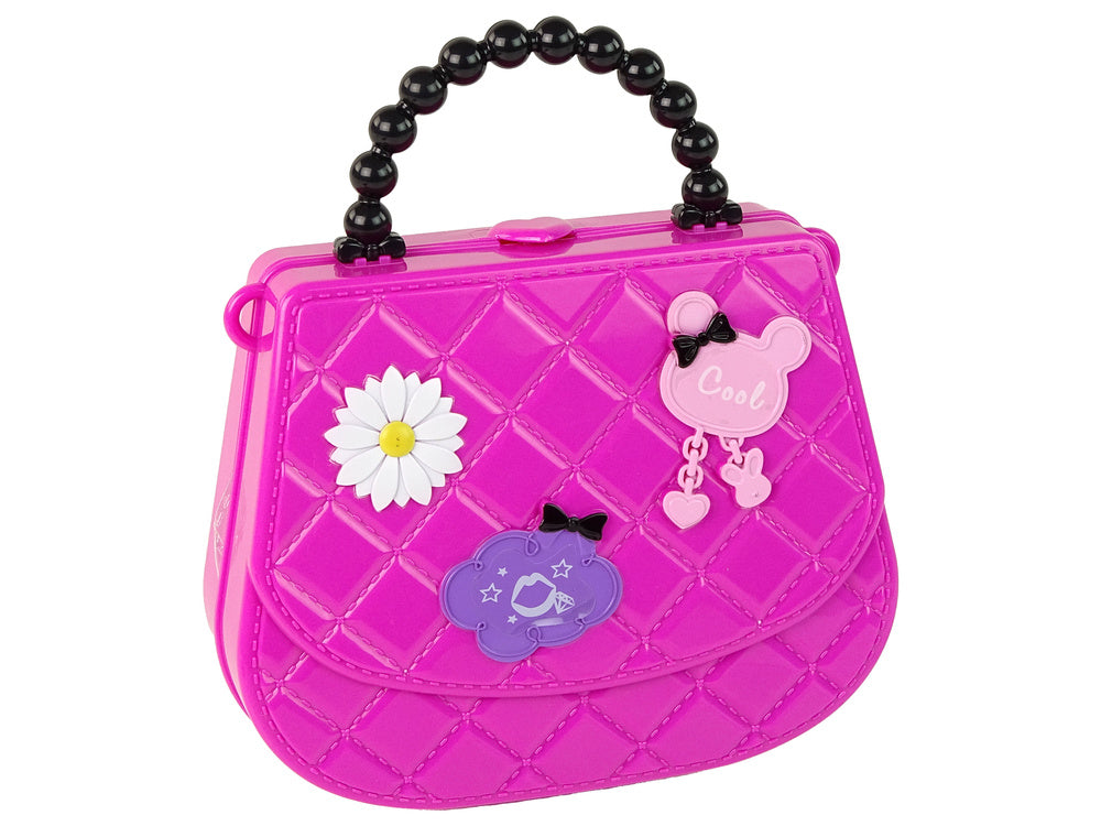 Kosmetická taštička pro úpravu vlasů s třpytkami a doplňky růžová