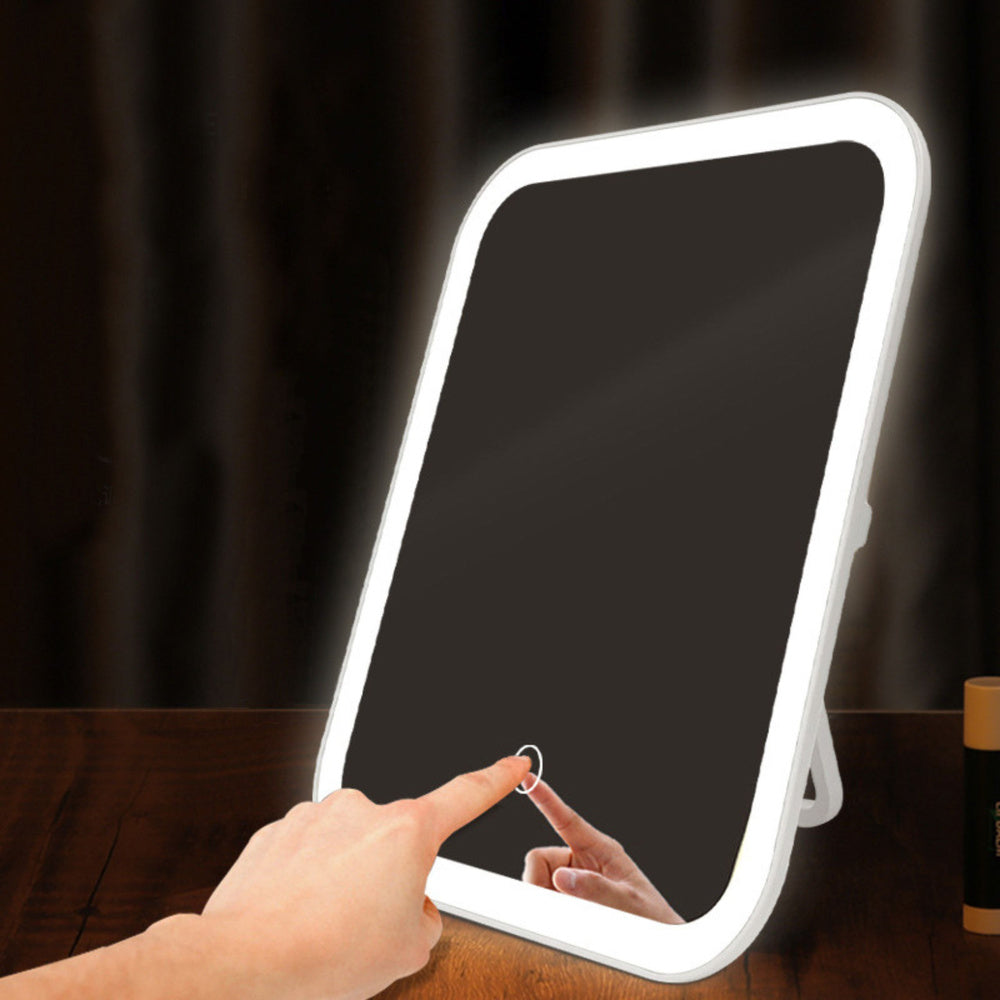 Kosmetické zrcátko s LED osvětlením – bezdrátové bílé