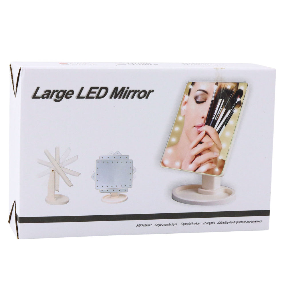 Kosmetické zrcátko s LED osvětlením – se stojánkem | růžové